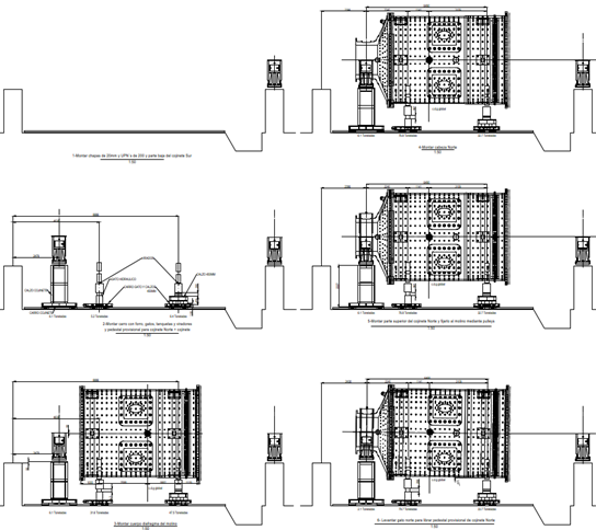 diseño de estructura de molino y fases de maniobra